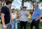 Calvo y Chivallero en el encuentro de fútbol femenino de 9 de Julio de Rafaela
