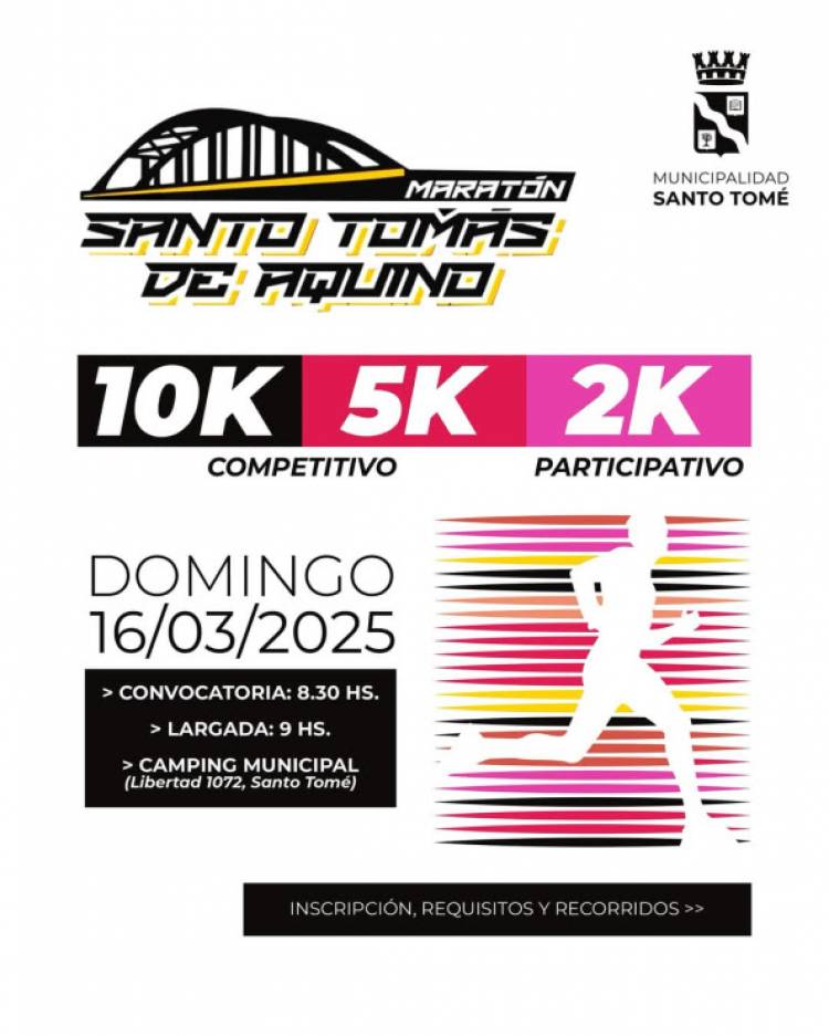 Inscripciones abiertas para la Maratón Santo Tomás de Aquino